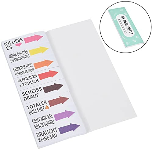 Lustig Haftnotizen die bunten Klebezettel 8 Blöcke 50 Blatt Büro Gadgets Lehrer Geschenke Studenten Block Sticky Notes Streifen Page Marker Textstreifen bunten Klebezettel - 400 Blatt 19x59mm