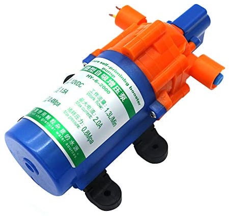 NUZAMAS 12V Diafragma de alta presión clasificado 60 PSI Max 120 PSI Bomba de agua autocebante 30W Interruptor de presión automático incorporado para caravana/RV/Barco/Marino/Moto Hogar