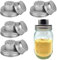 4 Stück Edelstahl Mason Jar Shaker Deckel mit Silikondichtungen für Dredge Mehl, Mixen von Gewürzen, Zucker, Salz, Pfeffer und jedes normale Mason Jar Jar Einmachglas