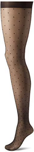 Hanes Script Women's Fashion Dot Compression Tights for Leg Support, Control Top, Sheer Toe, Black, Size X Large (Pack of 1)