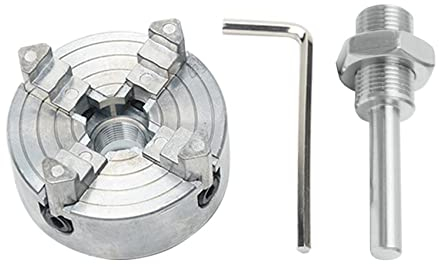 Gonnely Drehfutter Set - Z011A 4 Backen Futterverlängerung Zinklegierung Mini Drehbank Vierbackenfutter M12×1 Bohrfutter Hand Bohrmaschine Pleuel Elektrowerkzeug (Silber)