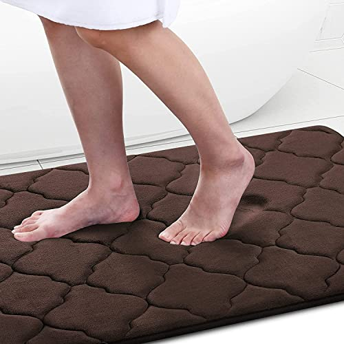 Homaxy Memory Foam Badezimmerteppich rutschfest Badematte Weich Badteppich Saugfähige Badvorleger Waschbar Pflegeleichte Duschvorleger - 50 x 76 cm, Braun