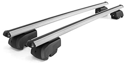 OMAC Dachträger Grundtäger kompatibel mit Ford S-Max 2015-2023 Alu 75kg Silber 2tlg Geschlossene Reling für Fahrradträger, Dachboxen, Skiträger Abschließbar
