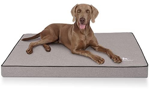 Knuffelwuff Orthopädische Hundematte Nantucket aus Velours mit Handwebcharakter XXL 115 x 80cm Grau - Abnehmbarer Bezug - waschbar - für große, mittelgroße und kleine Hunde