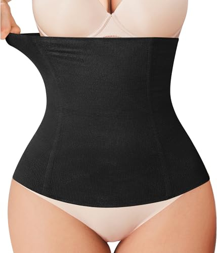 Nebility Womens' Waist Trainer Tummy Control Waist Cincher Slim Body Shaper (Black Without Hook, M)