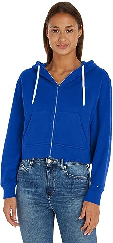 Tommy Hilfiger Damen Sweatshirt mit Reißverschluss Zipper mit Kapuze, Blau (Ultra Blue), XL