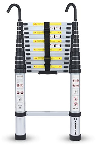 NORTHERN STONE Escalera telescópica 3,8 m Escalera de Aluminio Multiusos Extensible, Plegable y portátil, Carga máxima 150 kg/330 LB, escalón Ajustable, EN131 (3.8 m)