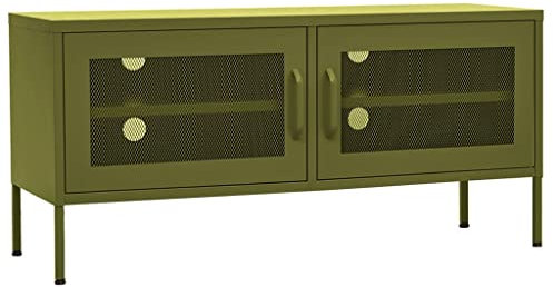 vidaXL TV Cabinet Olive Green Steel Stereo Hifi Media Unit Stands