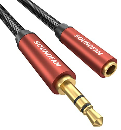 SOUNDFAM PREMIUM Klinke Verlängerung 1m Aux Kopfhörer Verlängerungskabel für Kopfhörer, Smartphone, Computer, MP3-Player (3,5 mm-Männer/Frauen)