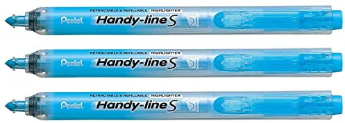 PENTEL Handy-Line S Textmarker, einziehbar/nachfüllbar, Hellblau, 3 Stück