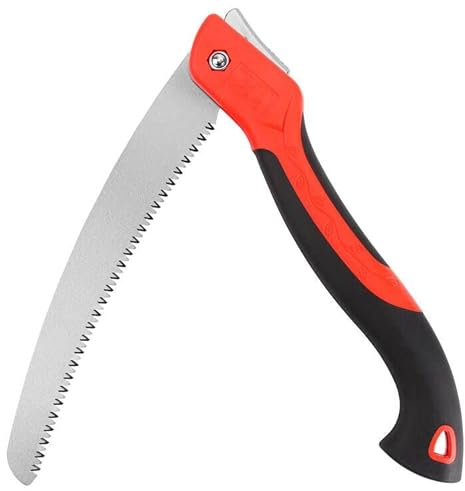 WEIMELTOY 10 Inch Heavy Duty Pruning saw, Folding Hand Saw with SK5 Curved Blade, Triple Cut Razor Teeth Used for Trees Wood Cutting Camping, Gardening Work, Hiking, Landscaping, Tree Trimming