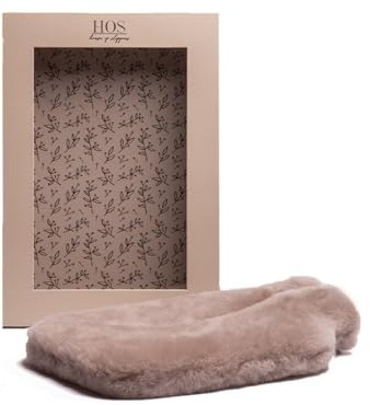 HOS Sheepskin IRIS 100% Real Sheepskin Cover With Hot Water Bottle and Gift Box Included Grey
