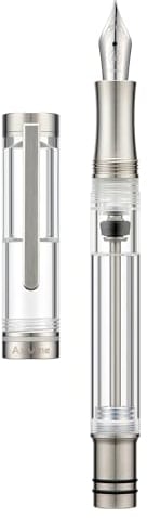 Asvine V200 Titan-Füllfederhalter, Vakuumfüllung, Iridium extra feine Feder, transparent Acryl Füller, glattes Schreiben, Stiftetui-Set