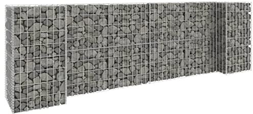Homgoday H-Form Gabion Pflanzgefäß Stahldraht 260x40x80cm Gabion Körbe Metall Gabion Käfige für Steine Garten Dekor Wand Trennwand Set Gabion Hochbeet