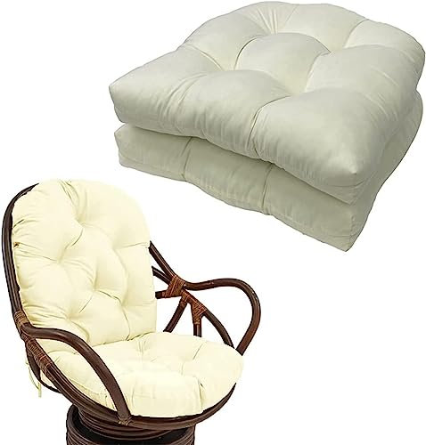 Weißes Rattan-Sofa-Stuhlkissen Set 48 x 48 cm Outdoor Gartenmöbel Ersatzkissen für Rattanstühle Innen- und Außenbereich Kissen Set mit weicher Polsterung für zusätzlichen Komfort