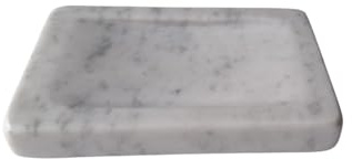Porte-savon en marbre blanc 13 x 8 cm - Fait main - Élégant porte-savon de salle de bain en pierre naturelle - Design moderne, solide et raffiné