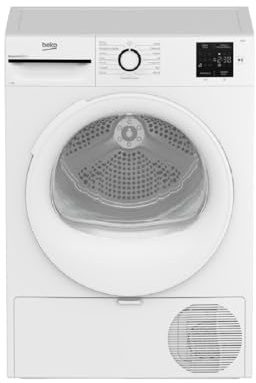 Beko Wäschetrockner BMT93EW 9 kg, Klasse D, Linie Ästhetik NX, Asynchronmotor, Digitalanzeige, Farbe Weiß, Bullauge Weiß