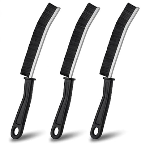 Spazzole per Pulizia Set da 3 Pezzi – Raschietto Multifunzione Premium in Acciaio Inox e PP – Per Cucina, Bagno, Fornelli, Fughe, Frigorifero – Impugnatura Ergonomica Antiscivolo – Riutilizzabili