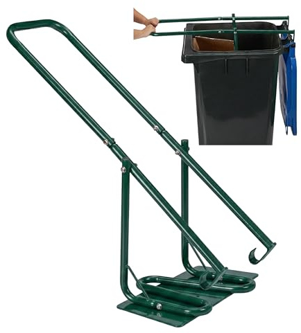 Relaxdays Müllpresse für Mülltonne, Müllverdichter mit Metallplatte, grün | Hausmüll, Restmüll, Plastik, manuell, Stahl