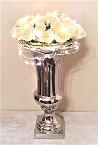 25 cm Blumentopf Vase Deko Hochzeitsdeko Übertopf Blumenvase Amphore Pflanzgefäß Pflanztopf Hochzeitstischdeko Keramik Vase Tischvase Silber Amphorenvase Trompetenvase Deko Vase Hochzeitsdekoration