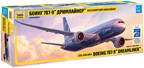 ZVEZDA 500787021 - 1:144 Boeing 787-9, Modellbau, Bausatz, Standmodellbau, Hobby, Basteln, Plastikbausatz