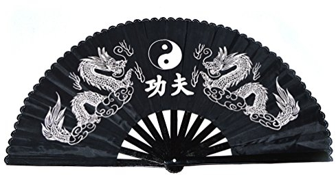 Chinese Kung Fu Tai Chi Fan Arts Dance/Practice Performance Bamboo Folding Fan Double Dragon Hand fan