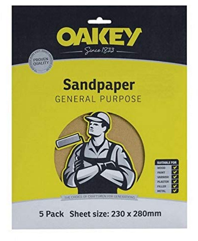 Oakey Glasspaper Sanding Sheets Medium Pack of 5