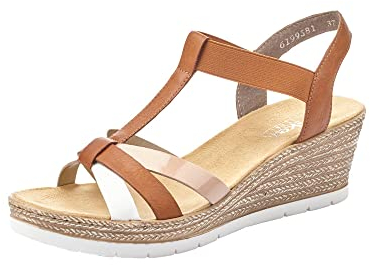 Rieker Femme 61995-81 Sandales Bout fermé, Blau (Bianco/Cayenne/Skin 81), 39 EU