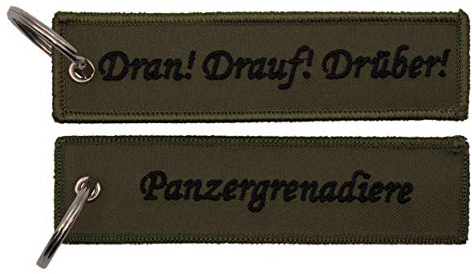 Café Viereck Schlüsselanhänger mit Öse und Ring – 12 cm x 3 cm (Panzergrenadiere)