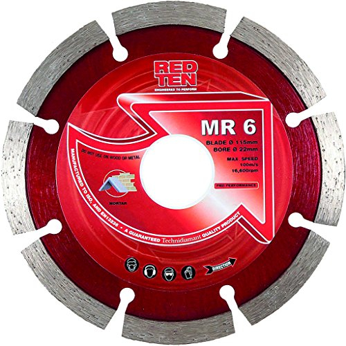 DART Red Ten Professional MR-6 Mortar Rake Disc 115Dmm x 22B - 8mm Segment Mortar Remover Diamond Disc 115mm - Mortar Raking Disc for Angle Grinder