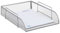 Relaxdays stapelbare Dokumentenablage, Büro Briefablage aus Metall für DIN A4, Schreibtischablage BxT 26x33,5 cm, silber, 1 Stück