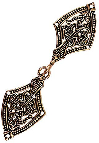 Battle-Merchant Wikinger Gewandschließe im Borrestil Gewandschließe Mystische Brosche Wikinger Gewandschmuck Fibel (Bronze)