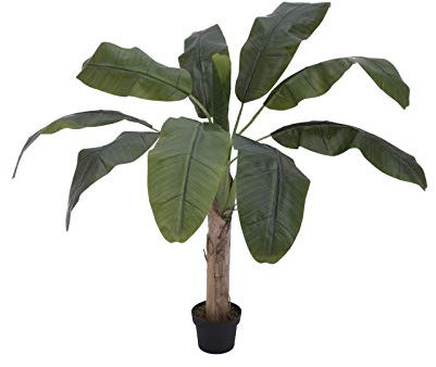 EUROPALMS Bananenbaum, Kunstpflanze, 100cm | Bananenbaum mit Naturmaterial überzogenem Stamm