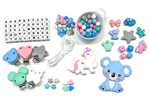 BABY J ART, Kit Iniziale fai da te portaciuccio silicone, bambino, gancio/adattatore ciuccio mam (KIT INIZIALE 2). AZIENDA ITALIANA!