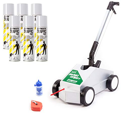 UvV Bodenmarkierung Farben Markierwagen Markierung Lager, Parkplatz, Parkhaus, Industrie - passend für Ampere Bodenmarkierungsfarben (Weiße Farbe + Wagen)