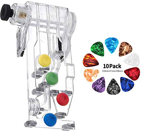 Doolland Chord Buddy Gitarren-Lern-System, Gitarren-Hilfsmittel zum Spielen, schmerzfester Finger-Booster, Übungswerkzeug für Anfänger, mit 10 Plektren