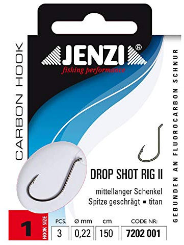Jenzi Drop-Shot Rig II, Größe 2/0, Titan, mittellanger Schenkel, 3 Stk.