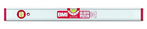 BMI Alu-Profil Wasserwaage ALUSTAR mit Magnet (100 cm lang, kantenlose Horizontal-Libelle mit Lupen-Effekt, hohe Messgenauigkeit 0,5 mm/m, mit Gummiendkappen) 694100EM