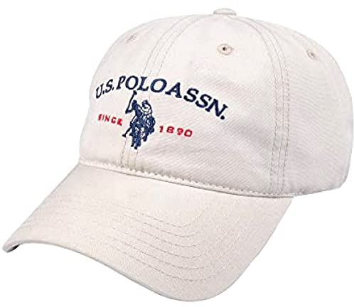 Concept One Unisex-Erwachsene US Polo Assn. Gesticktes Pony-Pferde-Logo seit 1890, verstellbare Baseballmütze aus Baumwolle mit gebogener Krempe Dad Hat, Stein, Einheitsgröße