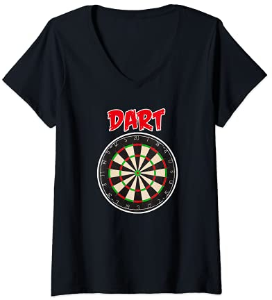 Damen Dart Bullseye Sport Darts Gift 180 Highscore player Kneipe T-Shirt mit V-Ausschnitt