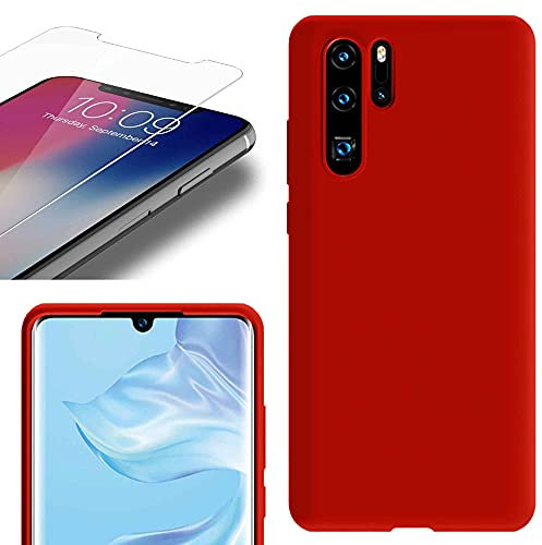 Eximmobile Silikonhülle Rubber in Rot kompatibel mit Samsung Galaxy J7 (2016) + Panzerfolie Schutzhülle Liquid Handytasche Schutztasche Flüssigsilikon Handyhülle Hülle Silikon Case Cover
