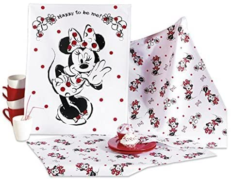 Disney 3 Geschirrtücher mit Minnie Maus (Micky Maus) ca. 50 x 70 cm 100% Baumwolle