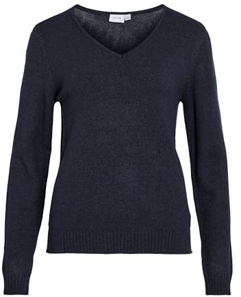 Women's VIRIL V-NECK L/S KNIT TOP - NOOS 14042769, Total Eclipse/Melange, XXL