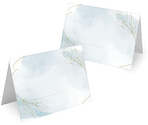Tischkarten Blanko Hochzeit Geburtstag DIN A7 - Design Platzkarten zum Beschriften in vielen verschiedenen Designs (50x Stück, Goldblätter)
