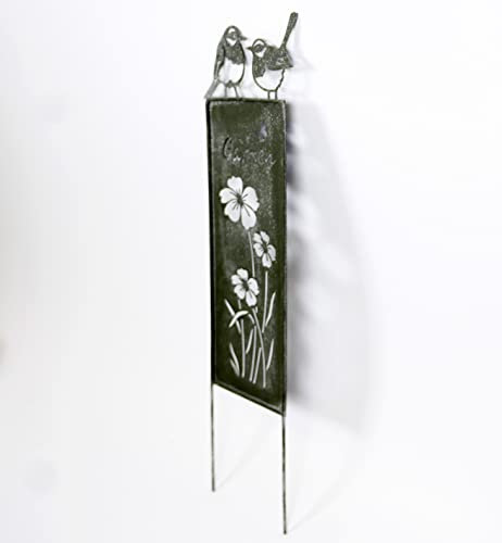 Gartenstecker Schild Garten Metall Vögel grau H 60 x B 18 x L 0.5 cm