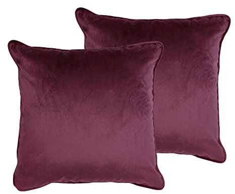 Moon 2er Pack Steffi Kissenhüllen Kissenbezüge, ca. 60 x 60 cm, Zierkissenbezüge in edler Samt Optik mit Biese (weinrot)