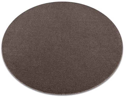ETON PLUS Teppich für Wohnzimmer und Schlafzimmer Mocca Braun Rund 133 cm