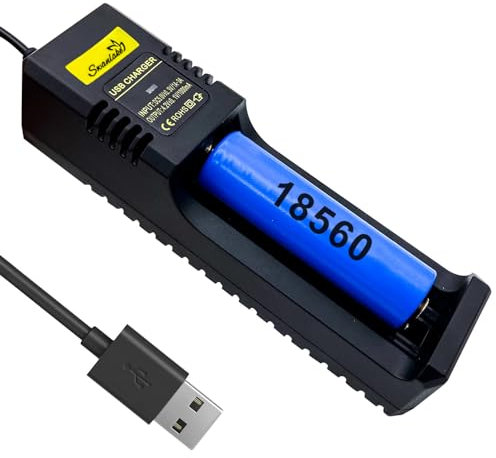 18650 Battery Charger, Universal 18650 Single Slot Smart Charger for 3.7V 18650 26650 18500 18350 16650 Li-ion Rechargeable Battery (Not Include Battery)