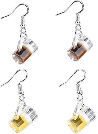GSHOPVV Set of 2 Fashion Beer Bottle Earrings for Womens Men, Resin, No Gemstone