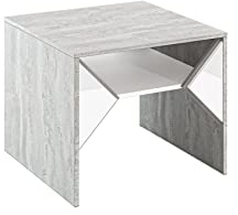 PROROOM FURNITURE Moderner Couchtisch TUFFLE Betonoptik/Weiß Glanz 60x60 Höhe 50 cm - Kaffeetisch mit Ablageplatte - Eleganter Sofatisch für Wohnzimmer - Stabiler, langlebiger Wohnzimmertisch